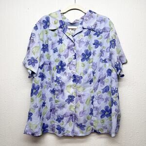Vintage Style & Co. Floral Shirt 20W Button Front Fairy Grunge Spring Whimsical